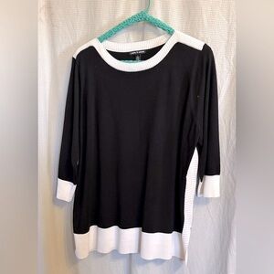 Black light weight sweater with white trim